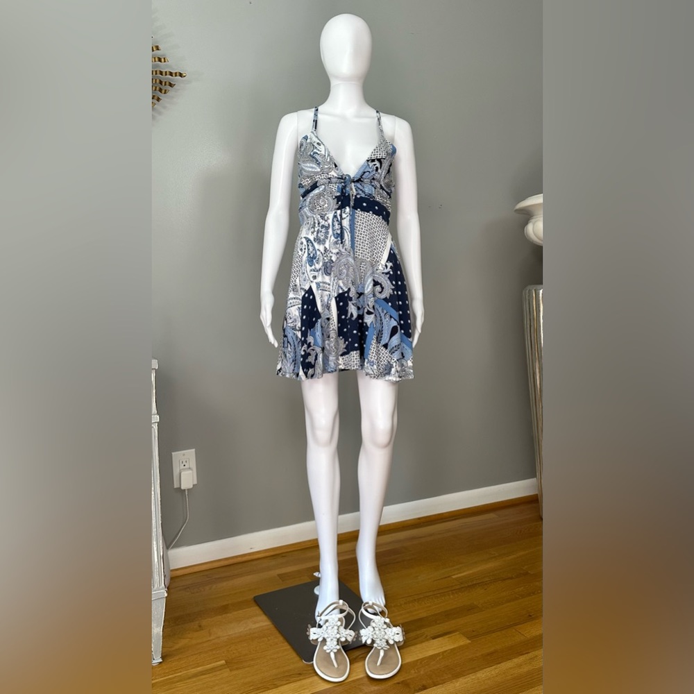Studio F - Blue Paisley Patchwork with Crossed Back